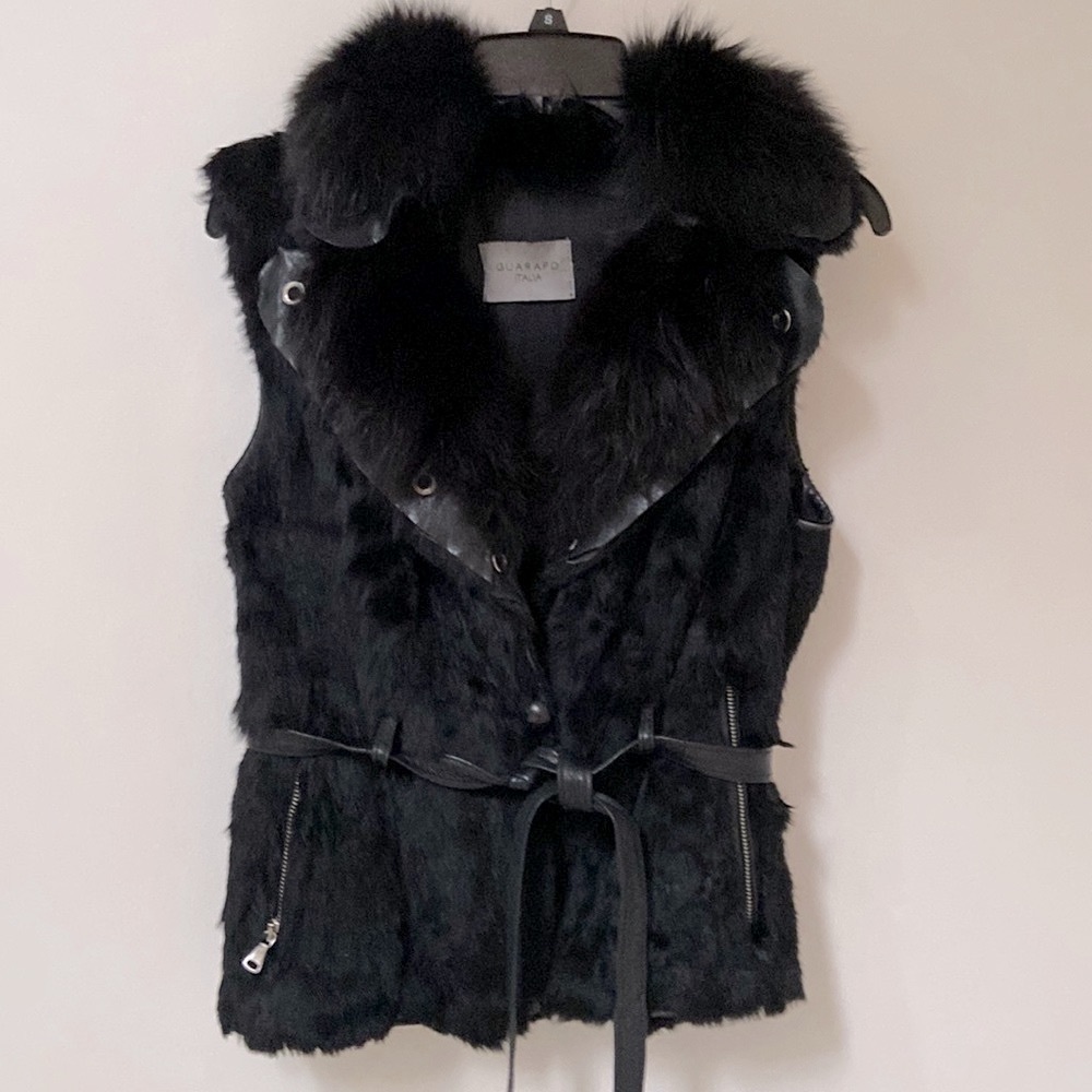 Genuine Black Rabbit Fur Vest